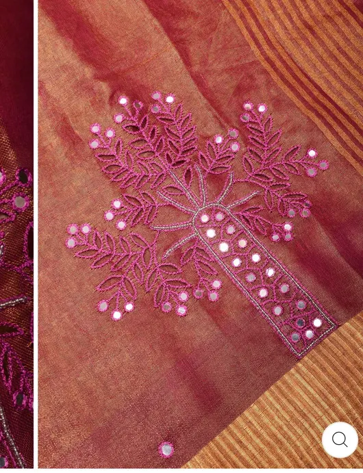 PURE TISSUE LINEN WITH JARI BY FINE LINEN FLORAL HAND WORK STONE DESIGNS